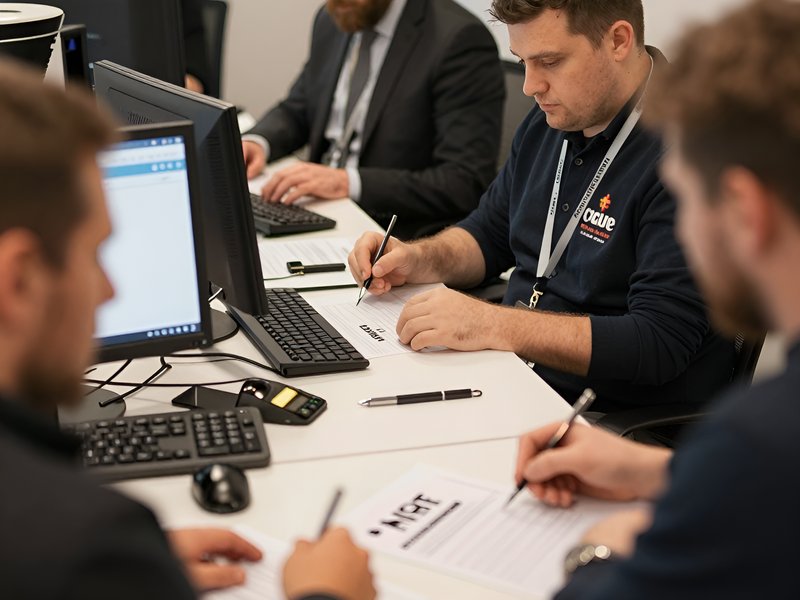 Команда экспертов работает над рейтингом лицензионных букмекеров в современном офисе при теплом освещении